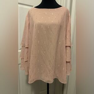 Chico's Pink Tiered Sleeve Blouse